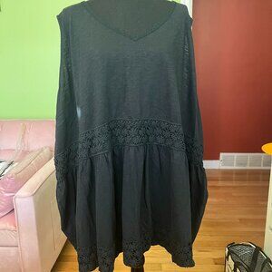 Ellos Black and Black Lace Tiered Tank 5X